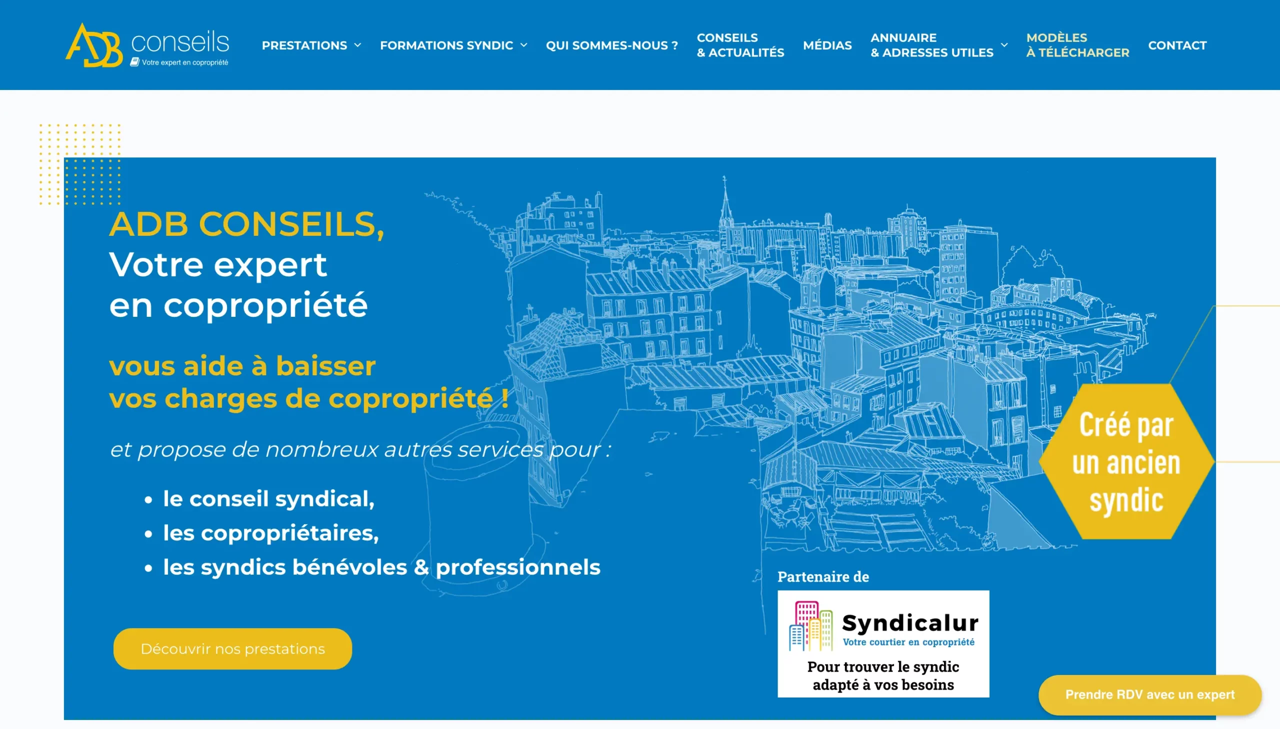 Site internet d'ADB Conseils, expert en copropriété