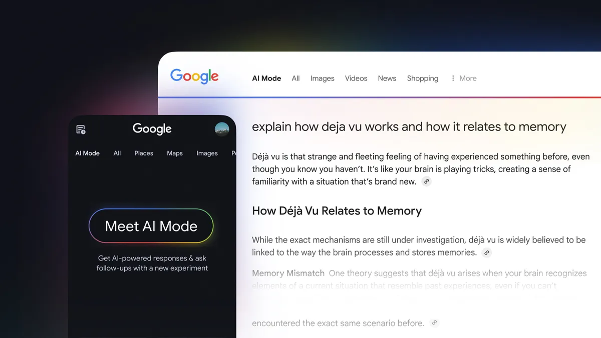 Illustration officielle Google montrant AI Overviews et AI Mode dans Google Search